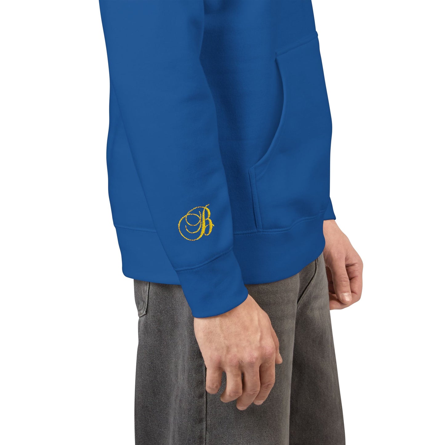 Coral Gold Floral Initial Hoodie — Monogram 'B' Casual Pullover