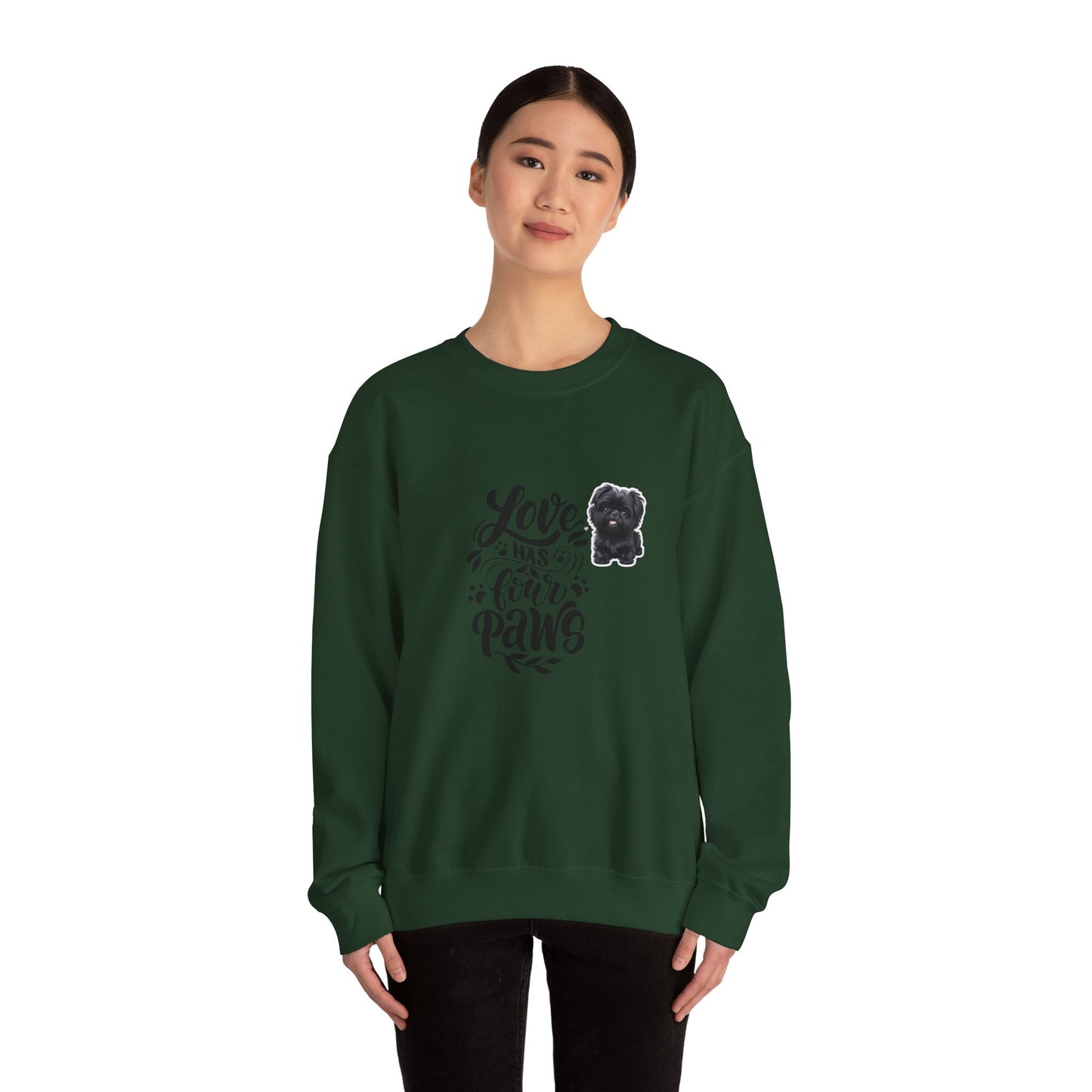 Crewneck Sweatshirt - "Love Has Four Paws" Dog Lover Graphic