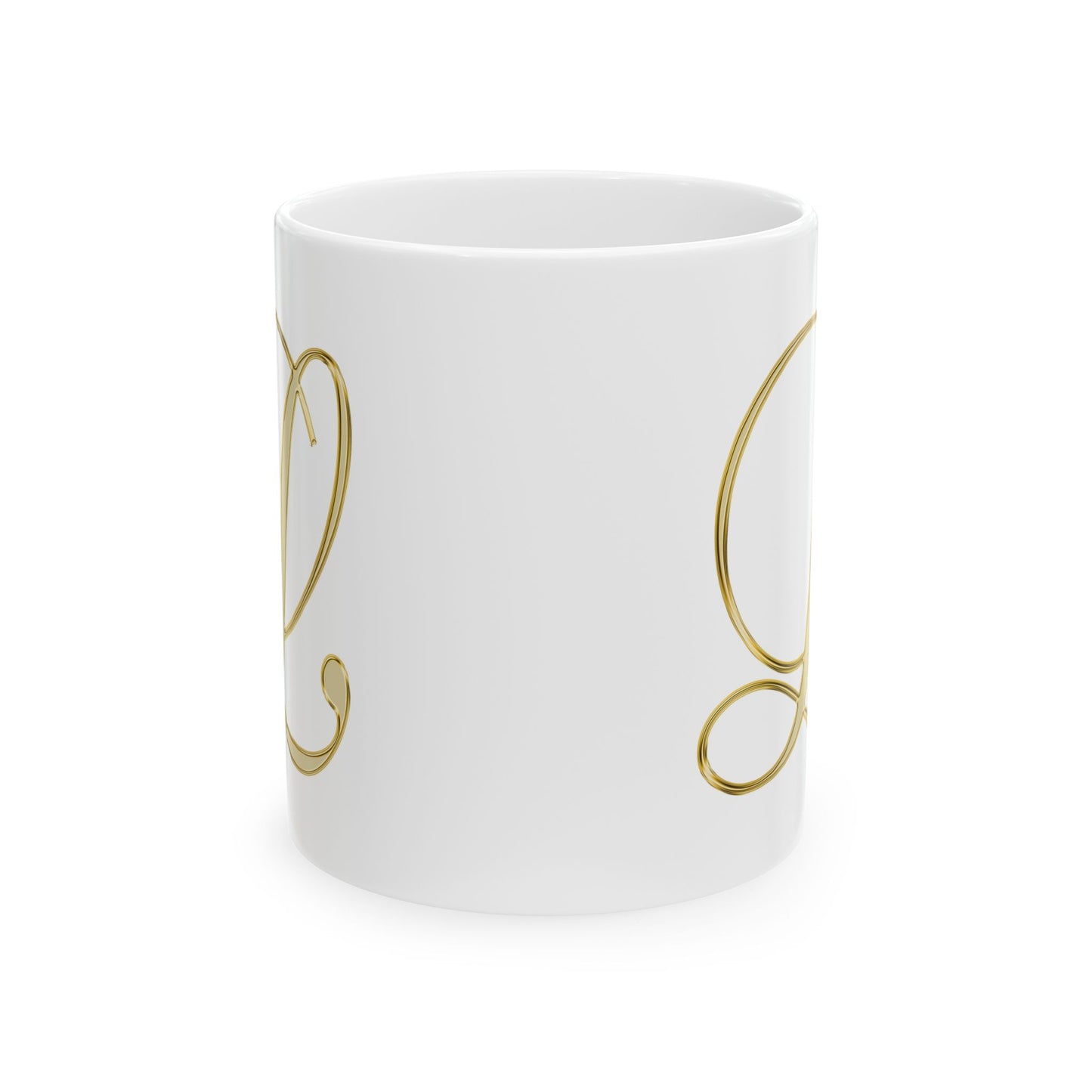 Gold Script Love Ceramic Mug — Elegant Valentine's Day Coffee Cup (11oz, 15oz)