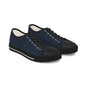 Navy Plaid Low Top Sneakers — Casual Classic Canvas Shoes