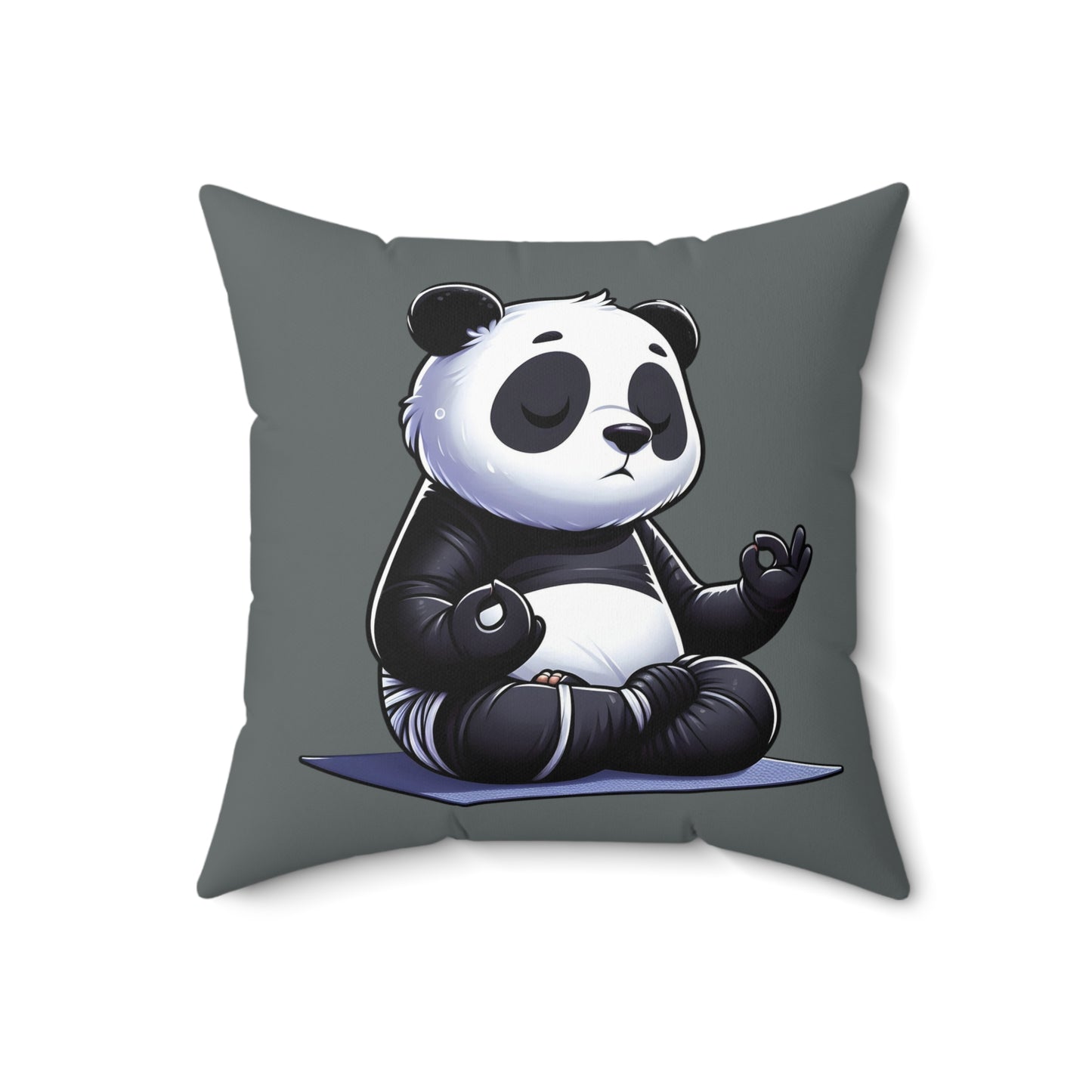 Meditating Panda Throw Pillow — Cute Zen Yoga Decorative Cushion