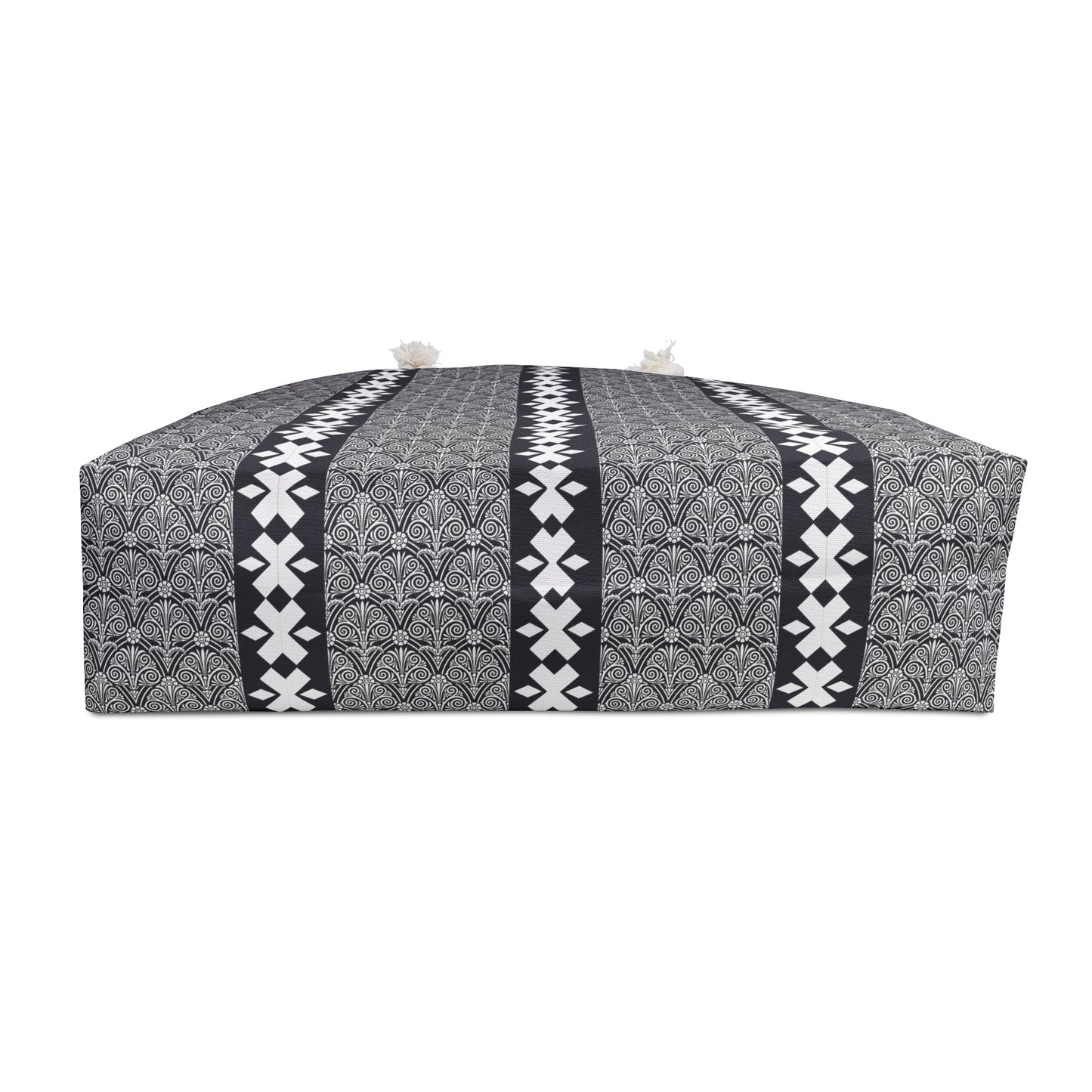 Patterned Weekender Bag — Black & Gray Geometric Travel Tote