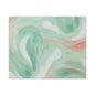 Abstract Green Marble Canvas Print — Teal & Coral Swirl Wall Art
