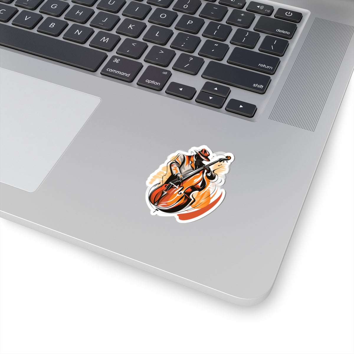 Jazz Bassist Sticker — Retro Double Bass Music Vinyl Decal for Laptops & Instruments