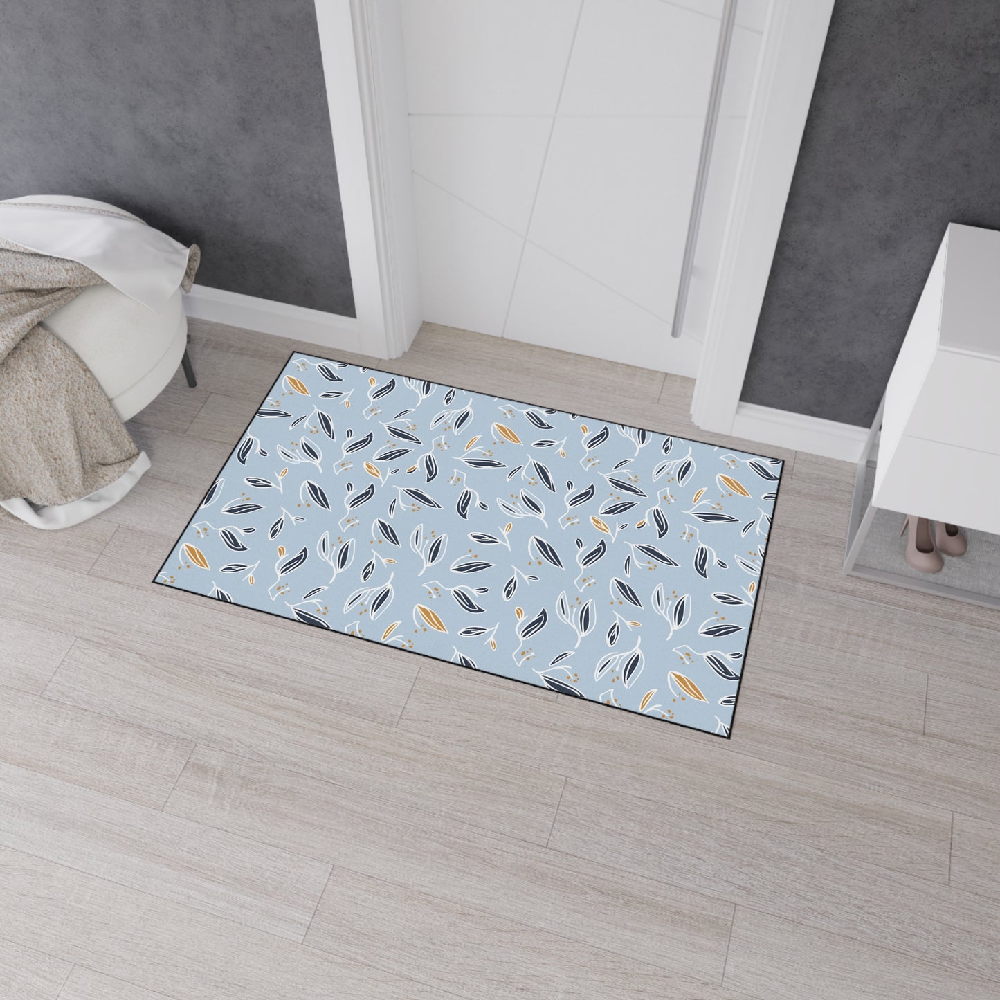 Leaf Pattern Heavy-Duty Floor Mat — Non-Slip Entry & Kitchen Rug