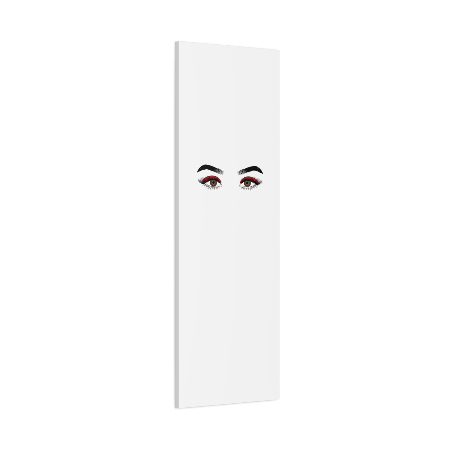 Glam Eyes Matte Canvas Wall Art — Brown Eyes with Red Lashes