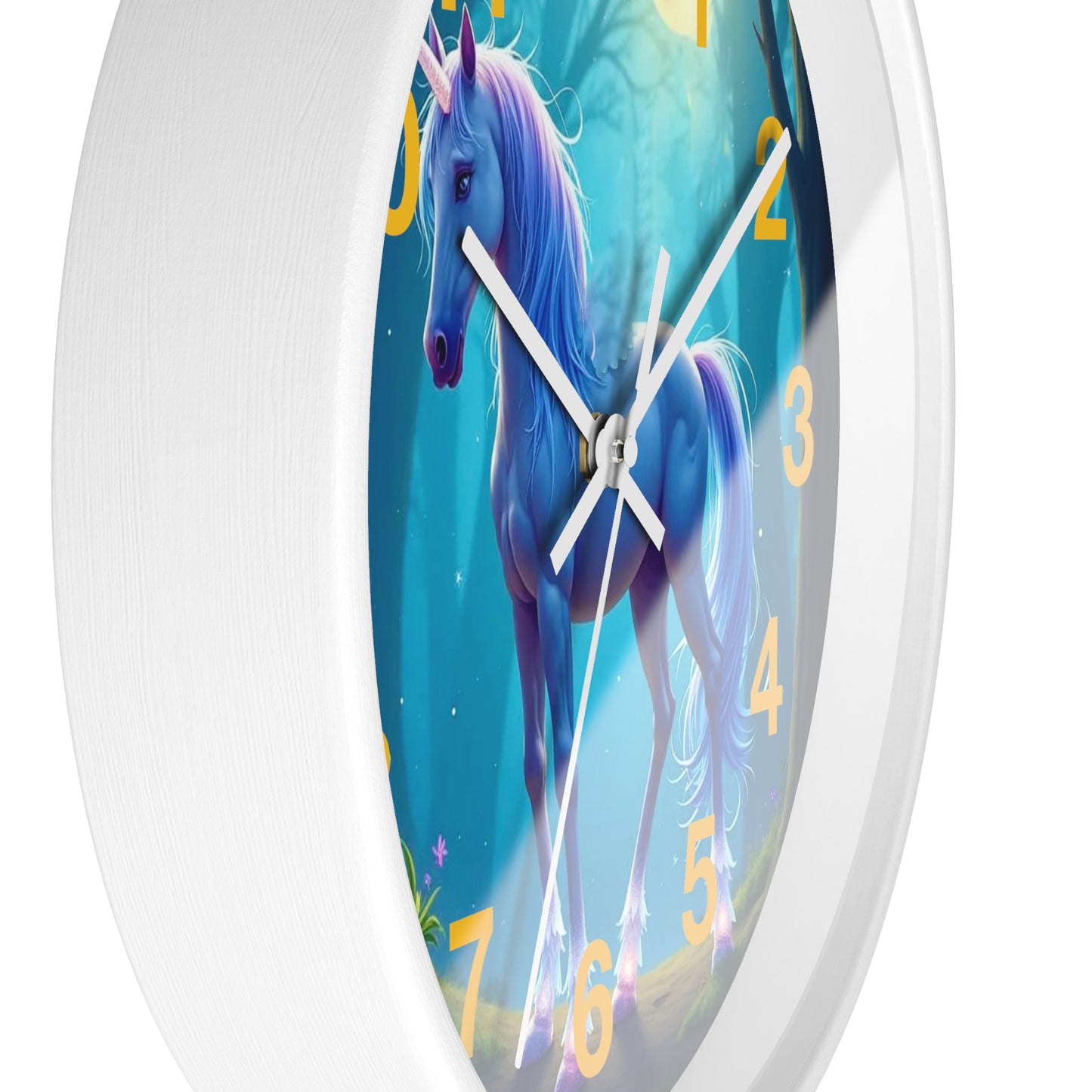 Blue Unicorn Fantasy Wall Clock | Magical Forest Timepiece