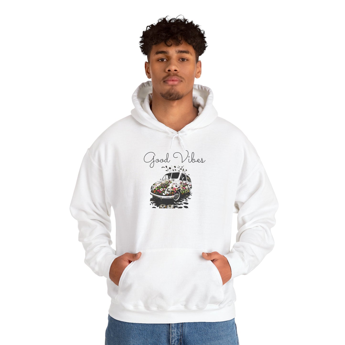 Good Vibes Hooded Sweatshirt - Unisex Heavy Blend, Cozy Gift for Friends, Casual Wear, Summer Outings, Beach Days, Chill Vibes