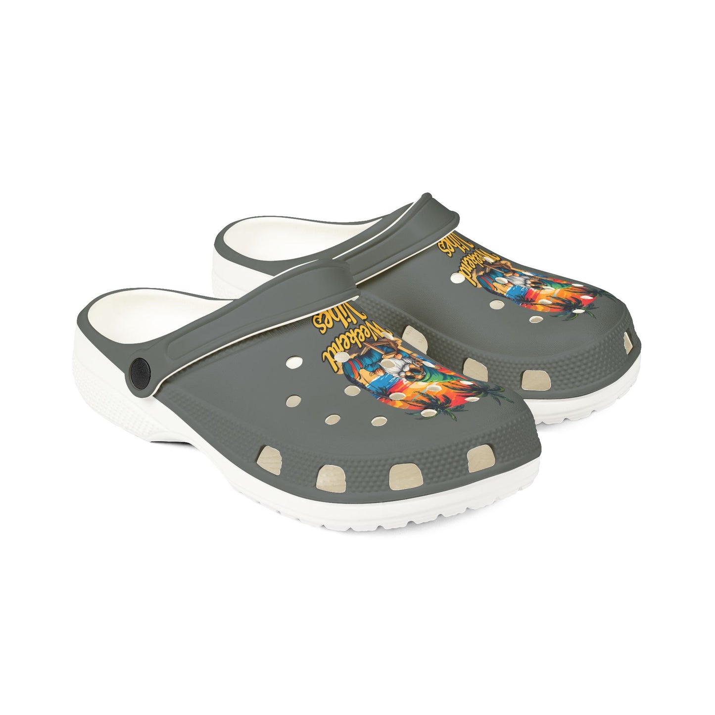 Weekend Vibes EVA Clogs — Tropical Beach Graphic Foam Shoes