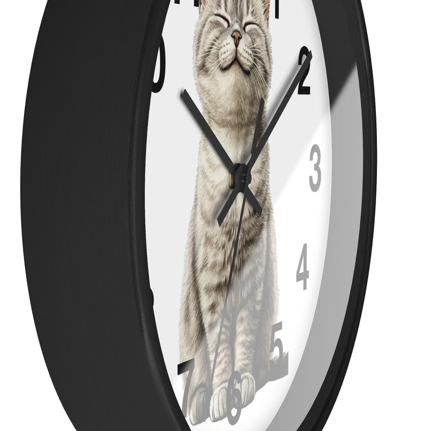 Smiling Tabby Cat Wall Clock — Cute Kitten Home Decor Clock
