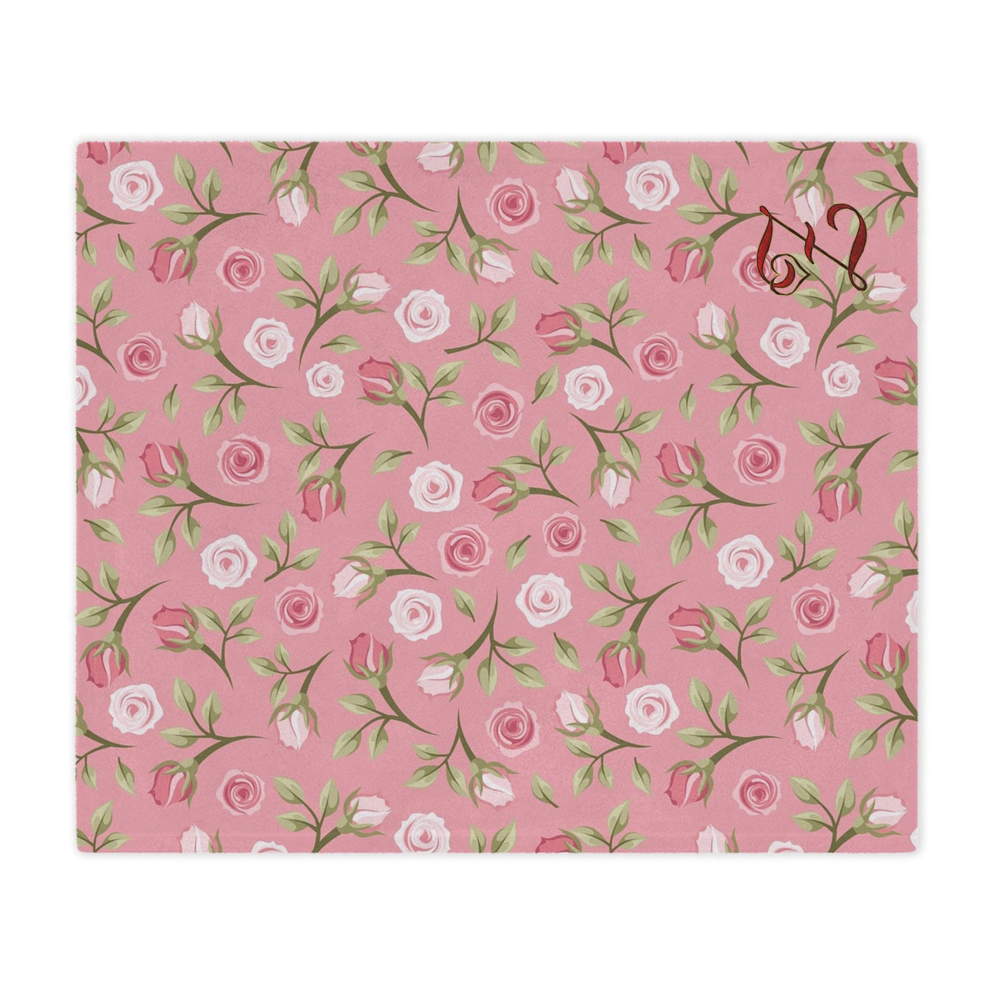 Pink Rose Floral Minky Blanket — Soft Monogrammed "Z" Throw for Nursery, Baby Shower & Gift