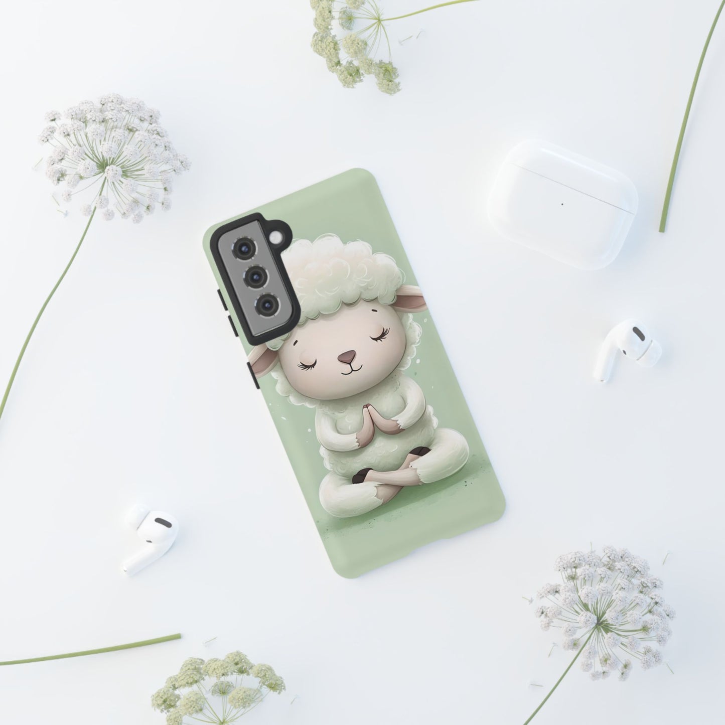 Meditating Lamb Phone Case — Cute Pastel Protective iPhone Cover