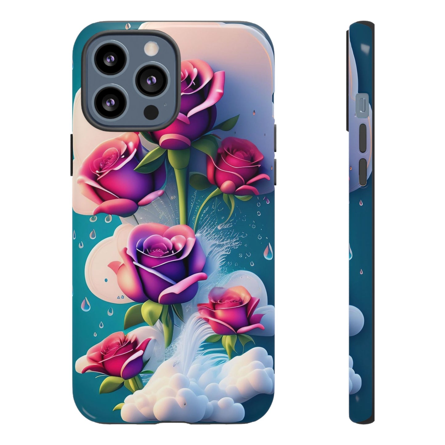 Floral Dream Tough Phone Case — Rose Bouquet Clouds Design