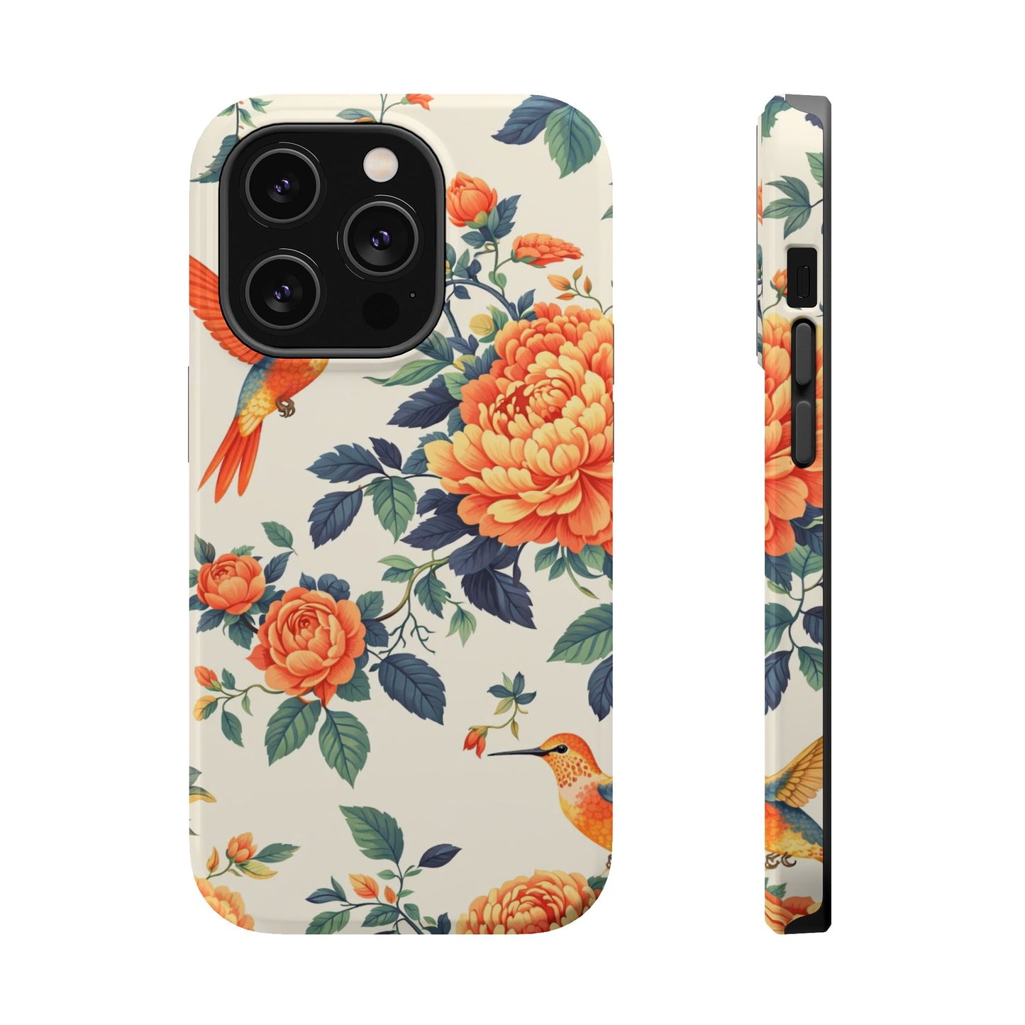 Floral Hummingbird Magnetic Phone Case — Impact-Resistant Protective Cover