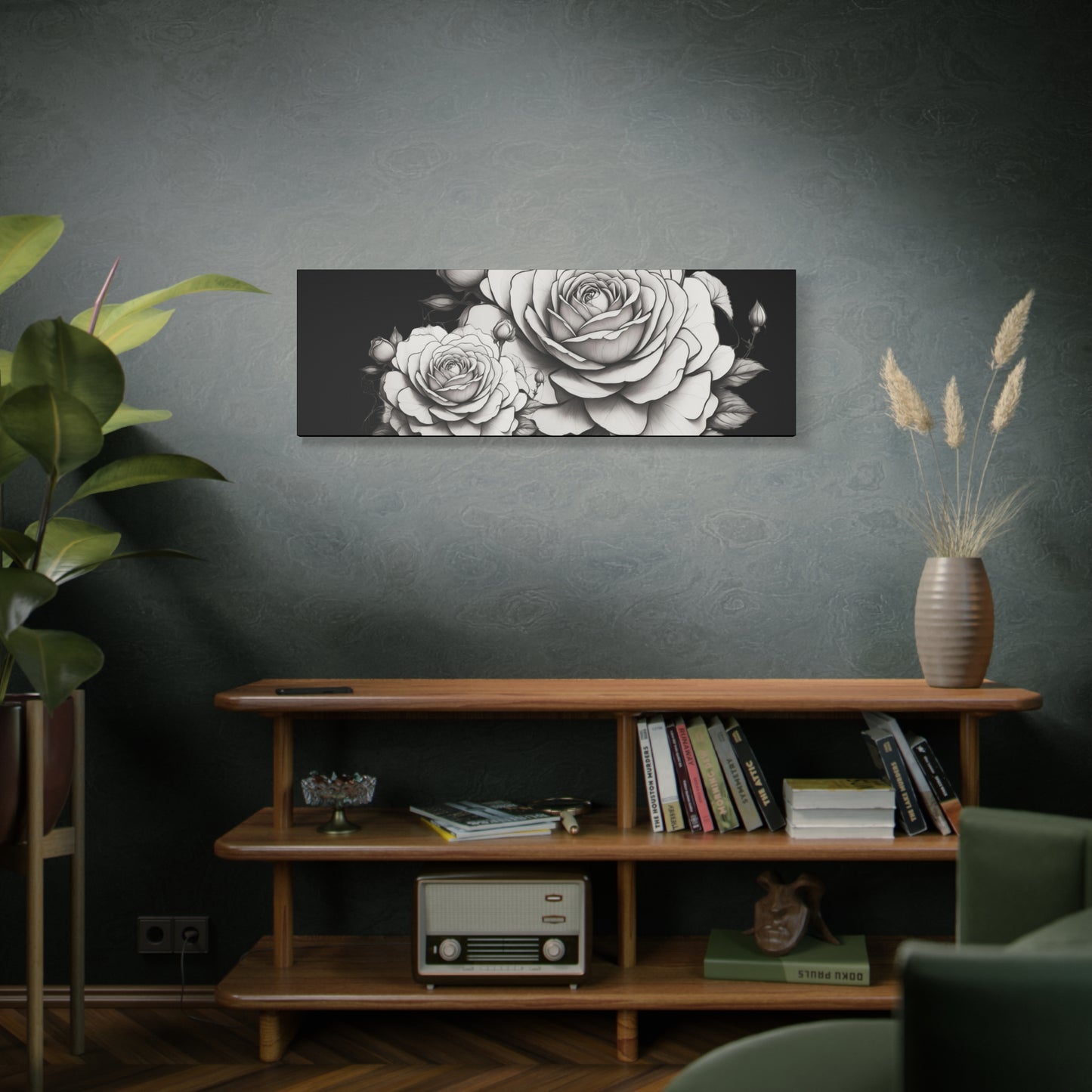 Monochrome Rose Canvas Print — Black & White Floral Wall Art