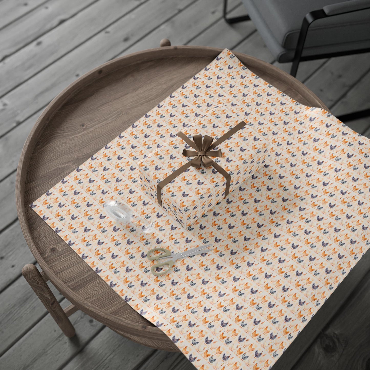 Chicken Watercolor Pattern Wrapping Paper Roll — Cute Pet Gift Wrap