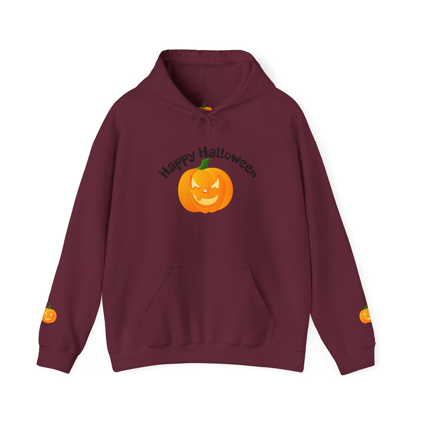 Halloween Pumpkin Hoodie with 'Happy Halloween' Design, Cozy Unisex Sweatshirt for Fall Celebrations, Perfect for Halloween Parties, [...]