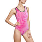 Vibrant Pink Women's One-Piece Swimsuit, Stylish Swimwear, Beach Essential, Pool Party, Summer Fun, Vacation Ready