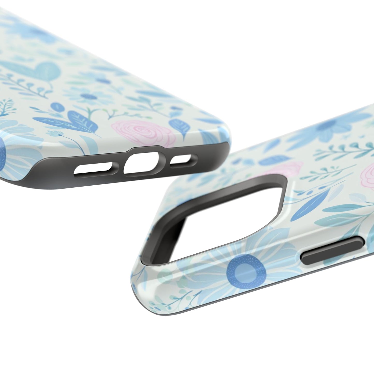 Floral Pastel Magnetic Impact Phone Case — Blue & Pink Botanical Design