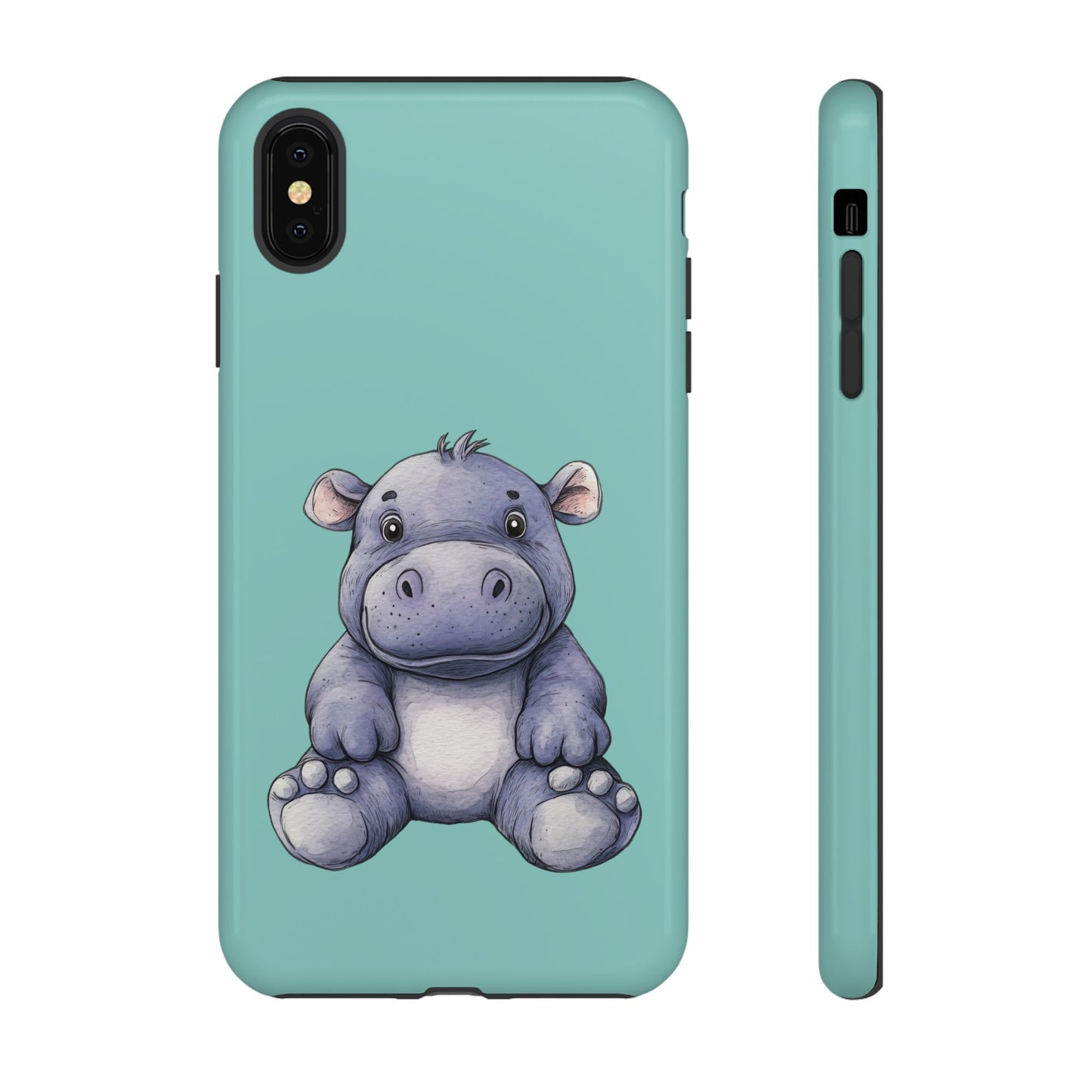 Cute Hippo Phone Case, Tough Phone Cover, Fun Animal Case, Gift for Kids, Cute Decor, Birthday Present