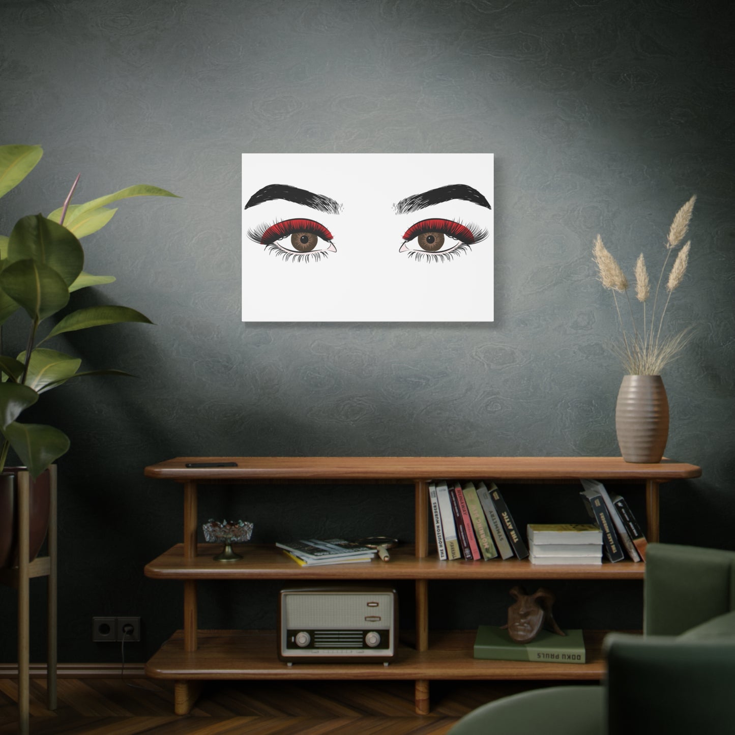 Red Lashes Wall Art Canvas — Glam Eyes Makeup Decor