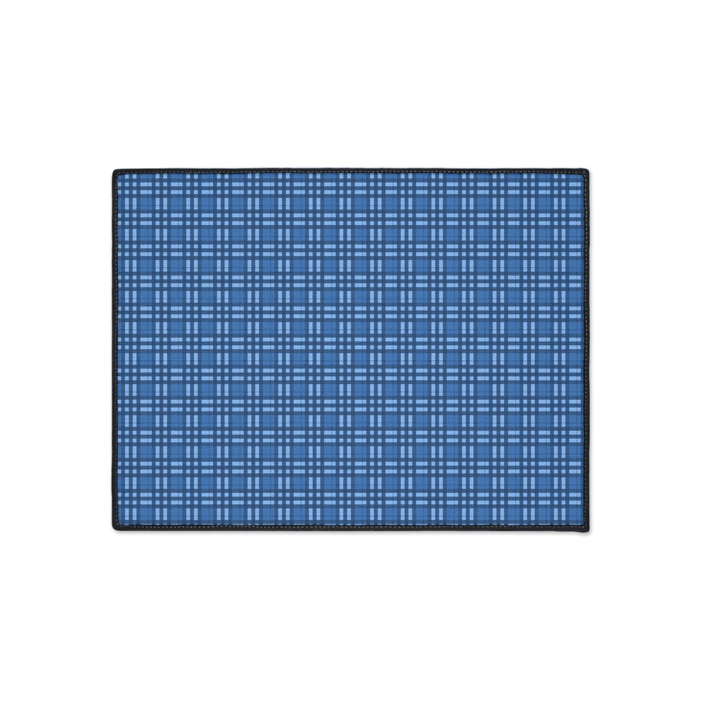 Blue Plaid Heavy-Duty Floor Mat — Durable Non-Slip Entry & Utility Rug