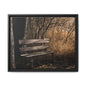 Framed Matte Canvas Print — Autumn Park Bench Photography