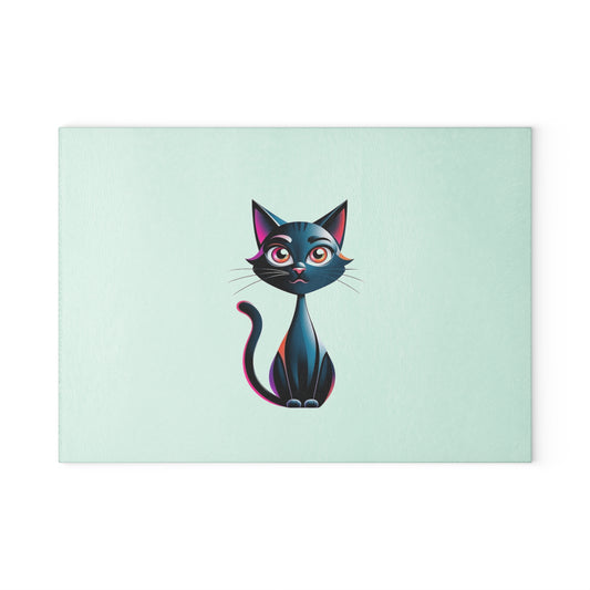 Cute Cat Glass Cutting Board, Kitchen Decor, Cat Lover Gift, Cat Theme Cooking, Pet Owner Accessories, Unique Kitchenware