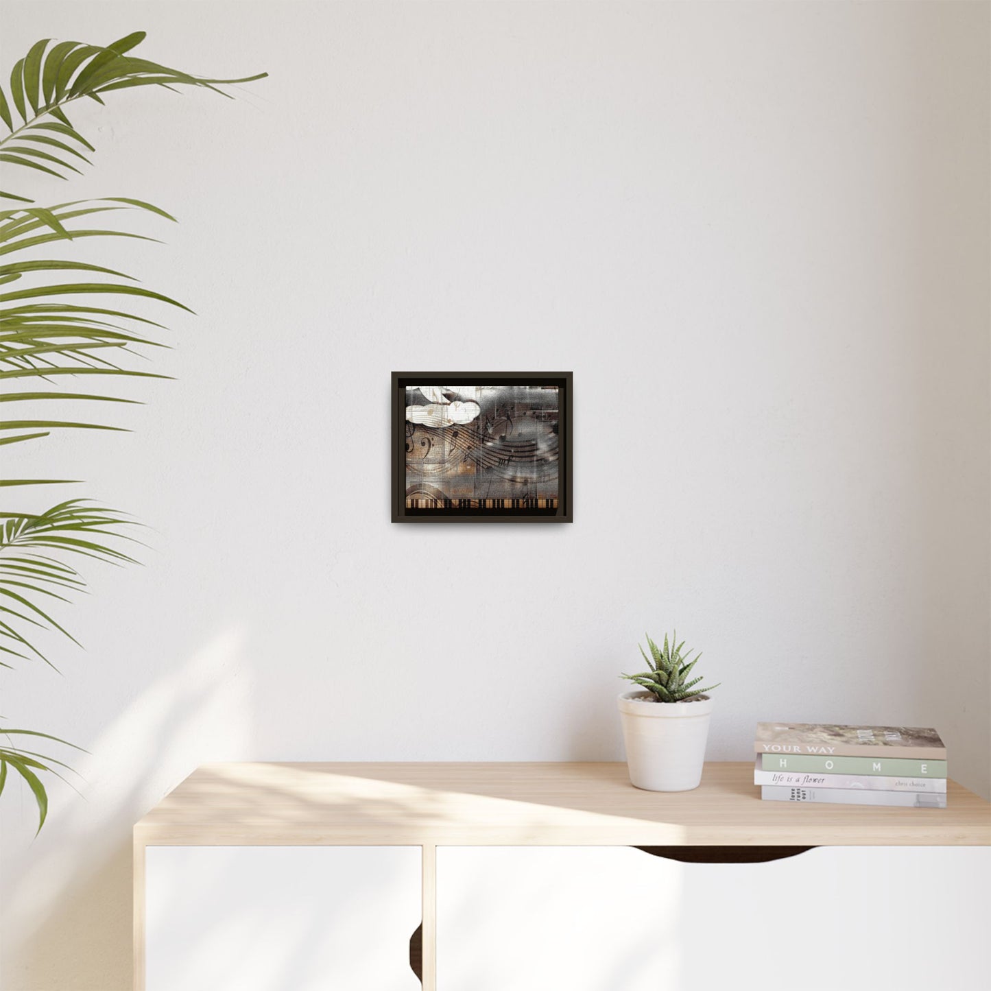 Framed Music Notes Canvas Print — Abstract Vintage Piano & Sheet Music Wall Art