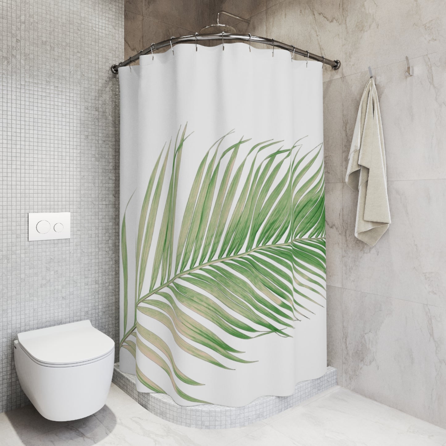 Palm Leaf Shower Curtain – Tropical Botanical Bathroom Decor