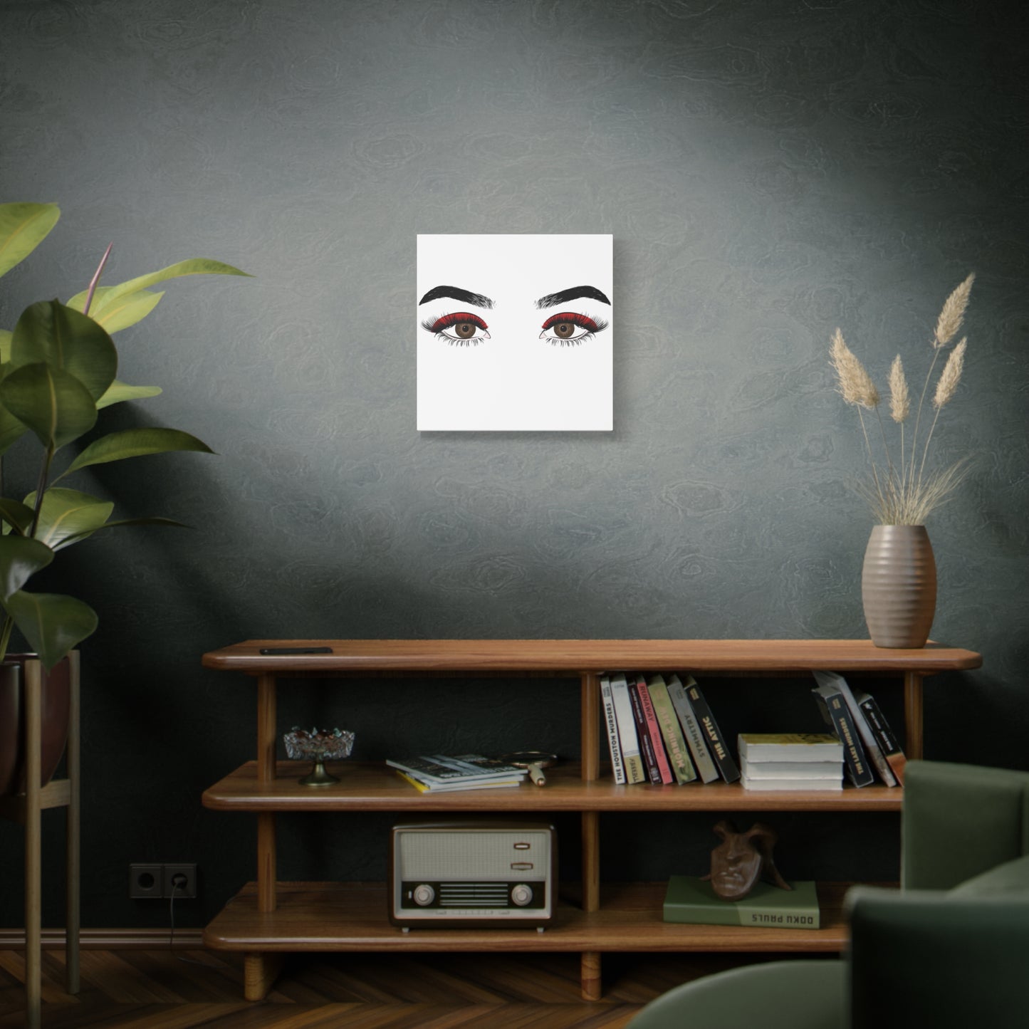Red Lashes Wall Art Canvas — Glam Eyes Makeup Decor