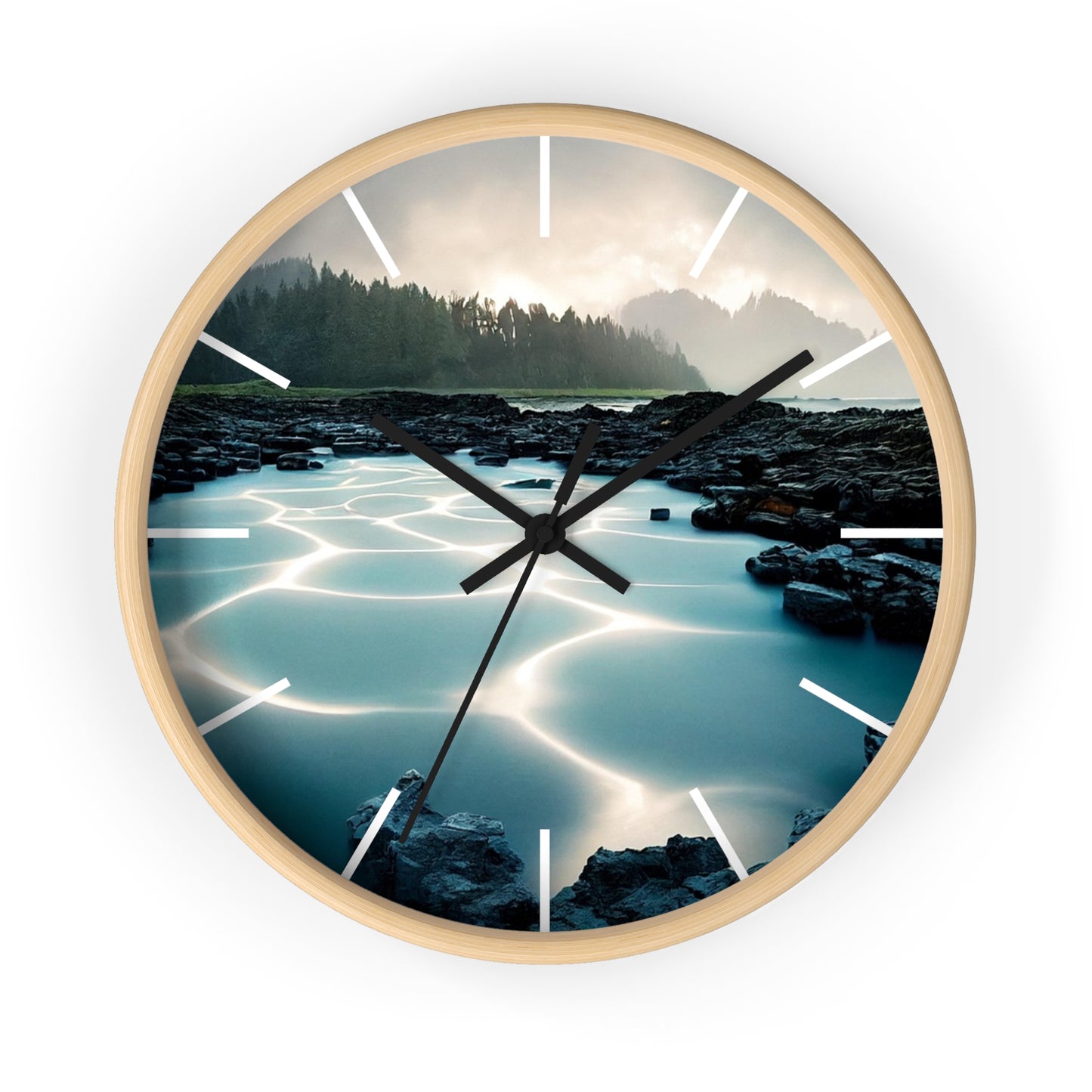 Serene Nature Wall Clock - Tranquil Home Decor for Nature Lovers, Modern Timepiece for Gifts, Office, Living Room, Quartz Clock