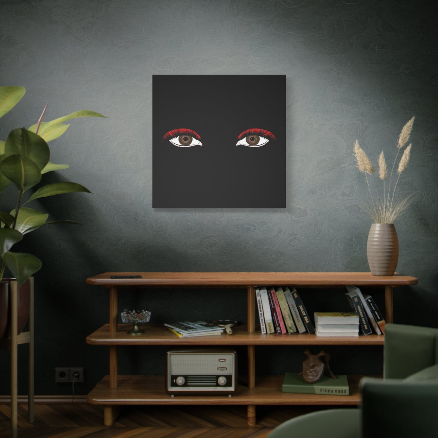 Red Lashes Wall Art Canvas — Glam Eyes Makeup Decor