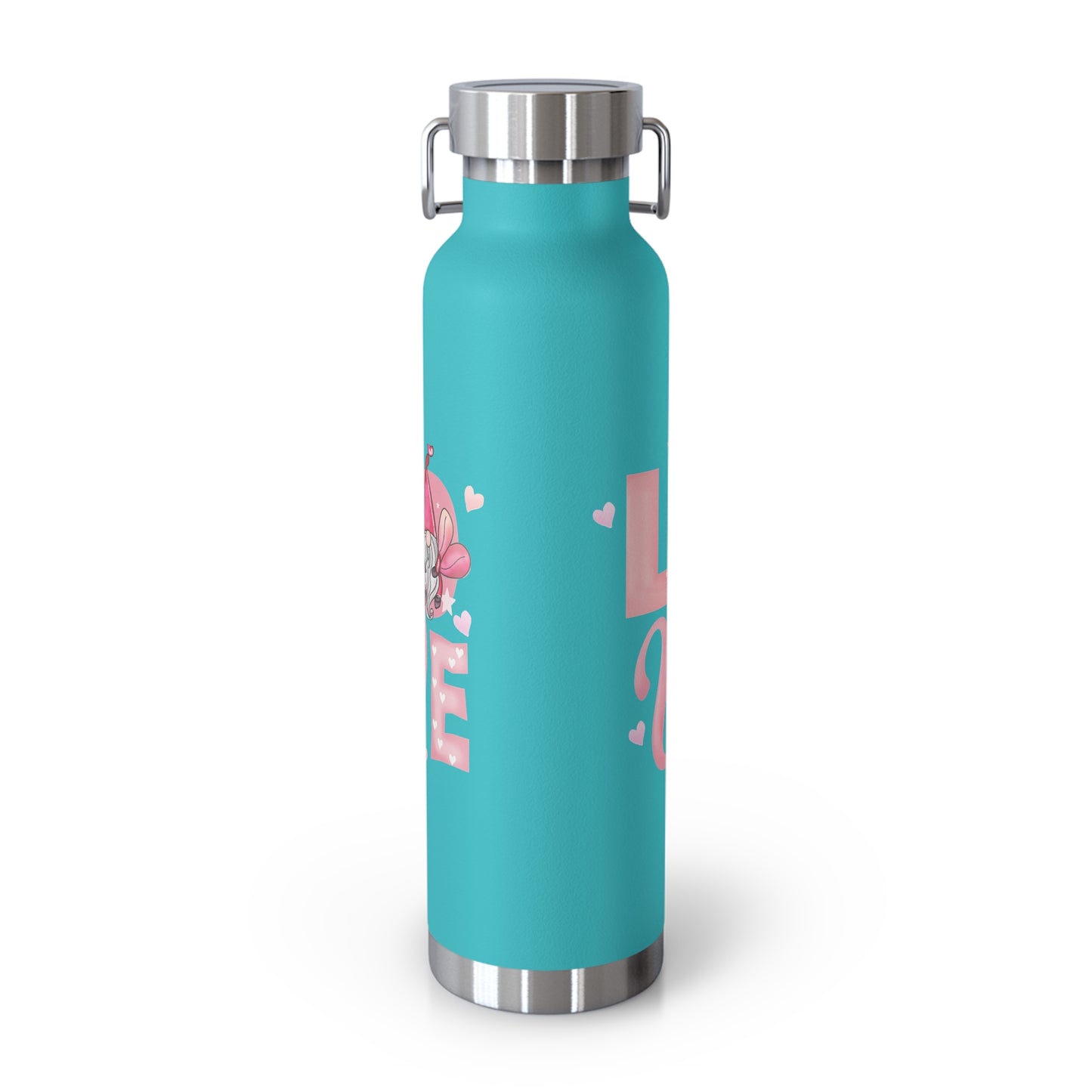 22oz Insulated Bottle — Red 'LOVE' Floral Valentine Water Bottle