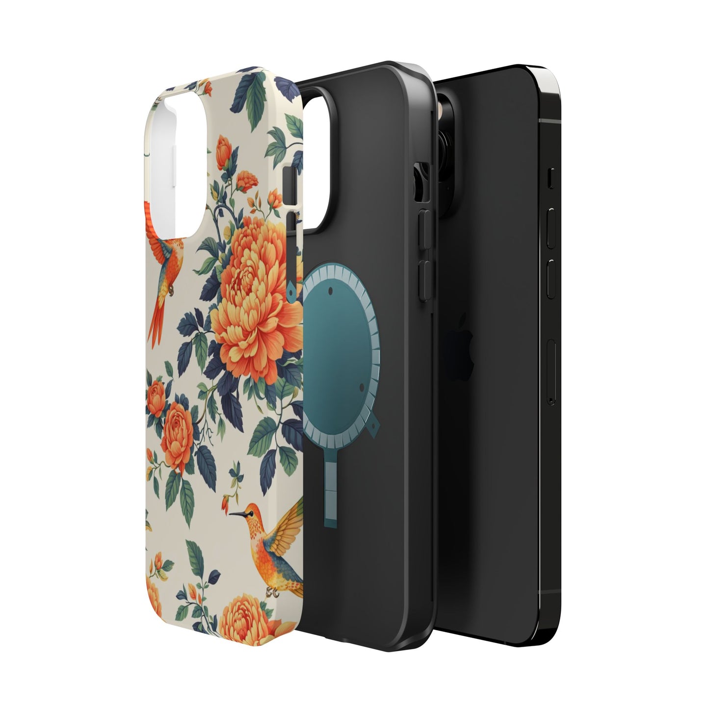 Floral Hummingbird Magnetic Phone Case — Impact-Resistant Protective Cover