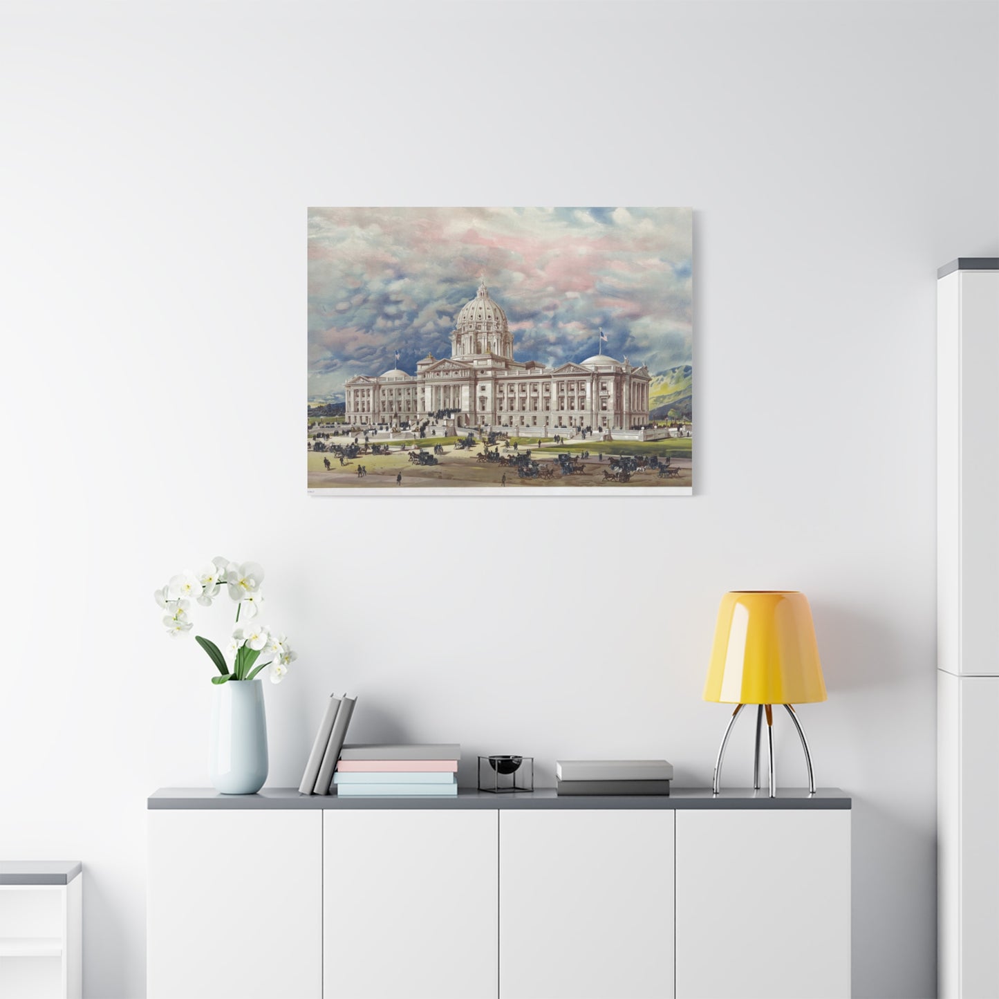San Francisco City Hall Vintage Art Matte Canvas Print — Stretched 1.25"