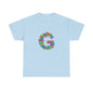 Floral Initial Unisex Tee - Personalized Gift, Casual Summer Wear, Birthday Present, Eco-Friendly Tee, Customizable Clothing