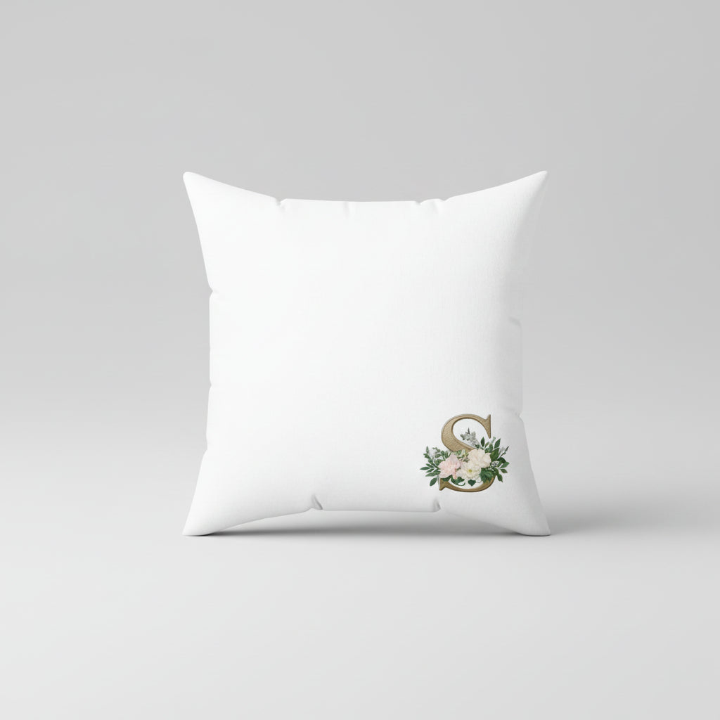 Personalized Floral Initial Pillow-Letter S