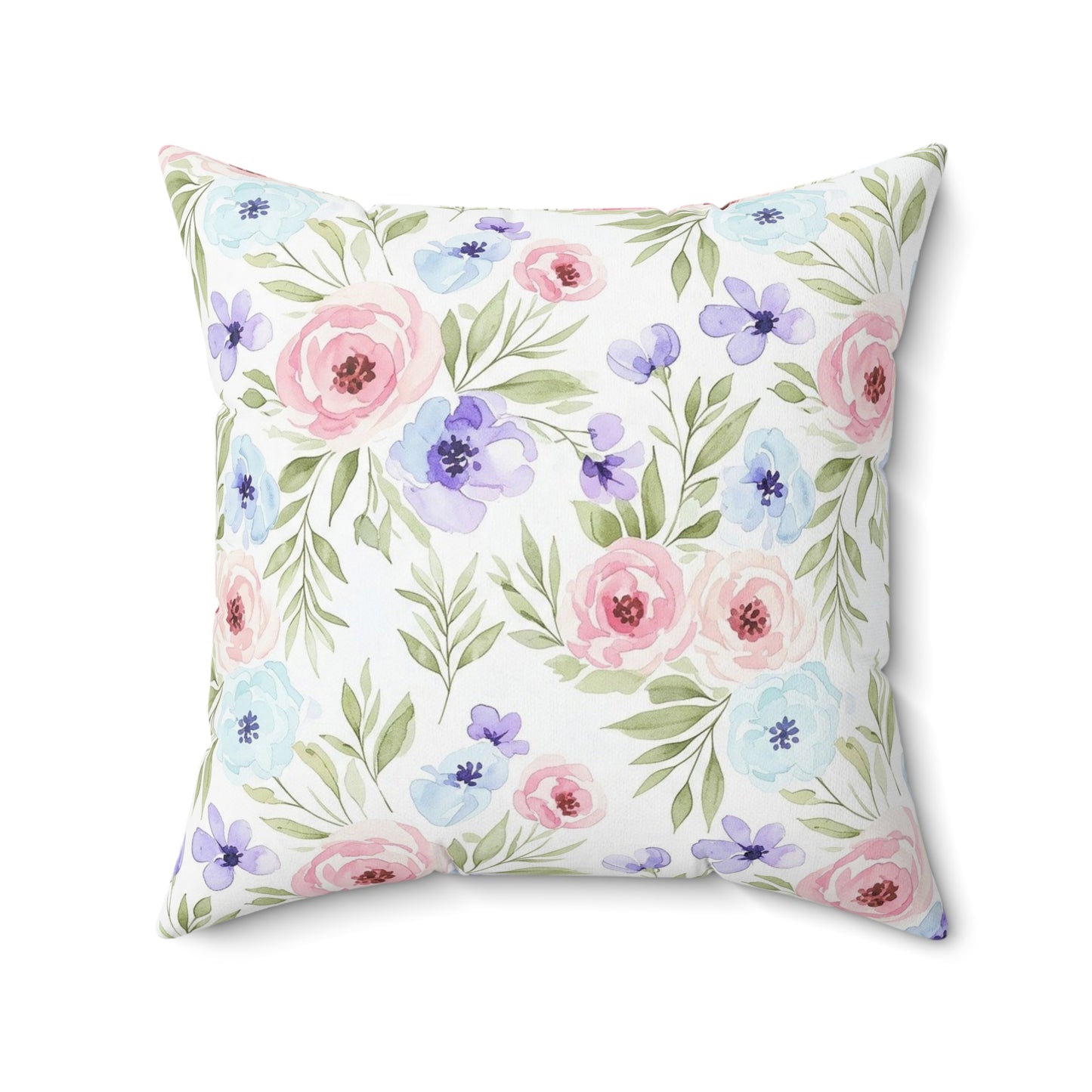 Spun Polyester Square Pillow - Flowers