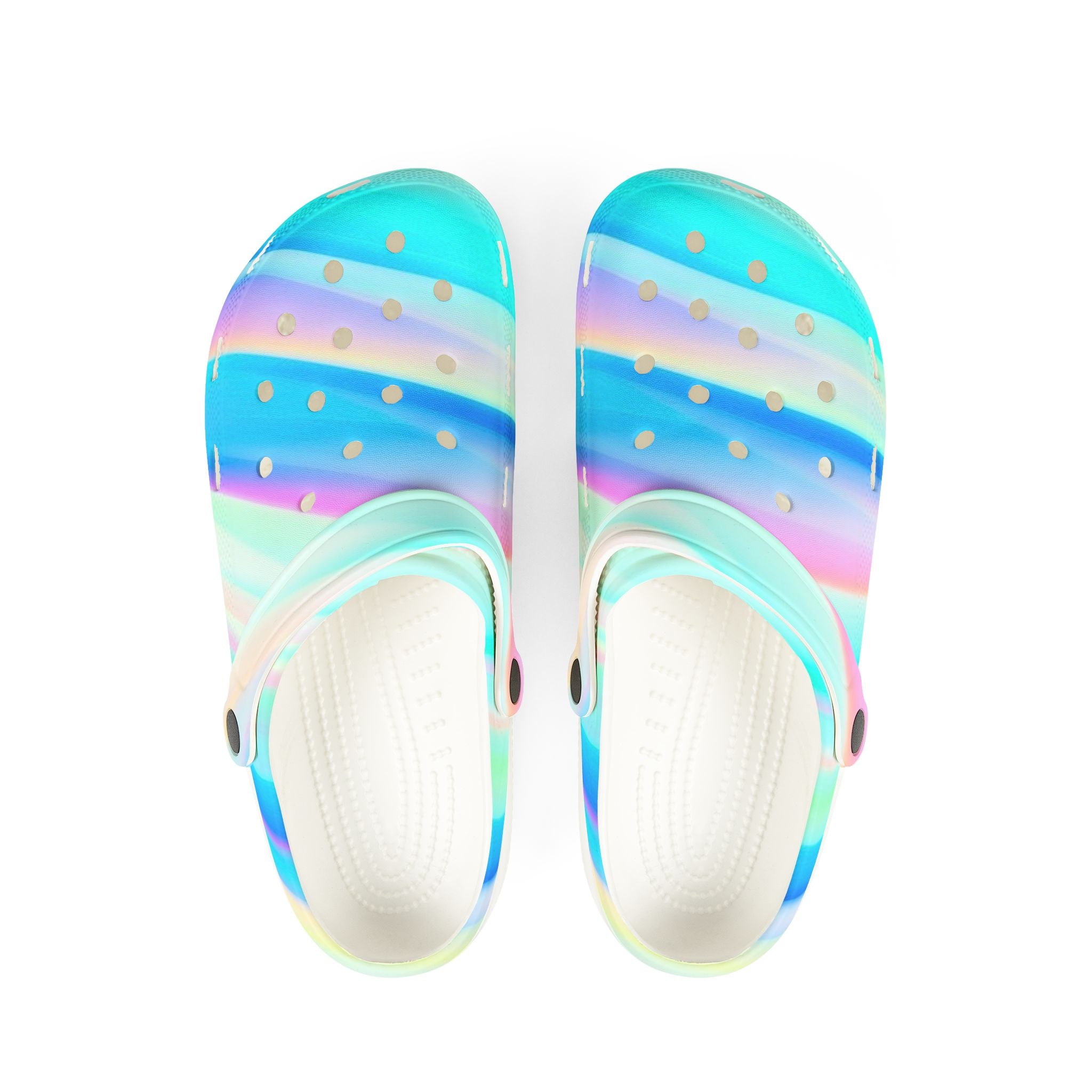 Pastel Ombre Foam Clogs / Crocs – Watercolor Rainbow Slip-On Shoes