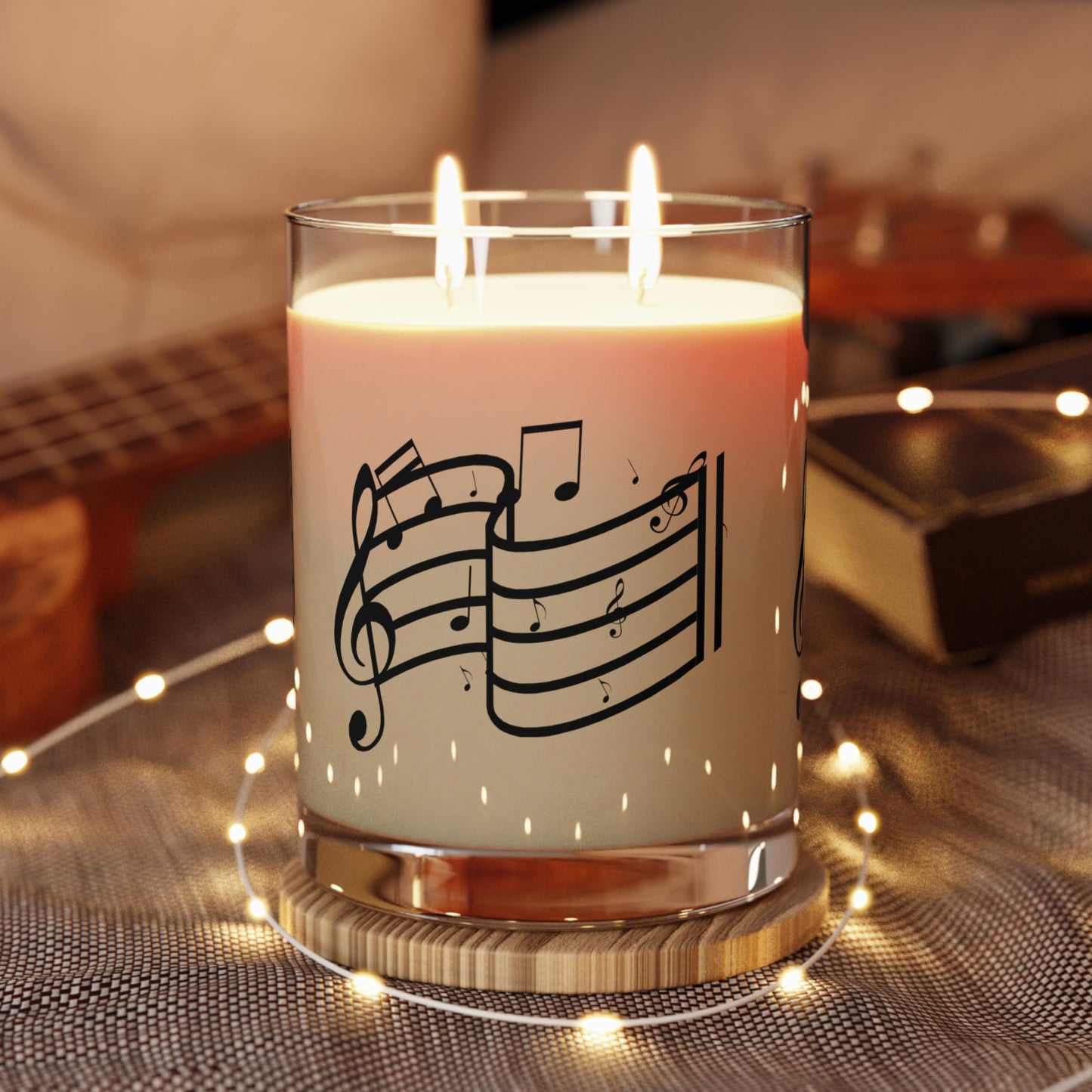 Music Notes Scented Candle — 11oz Glass Candle with Treble Clef Design