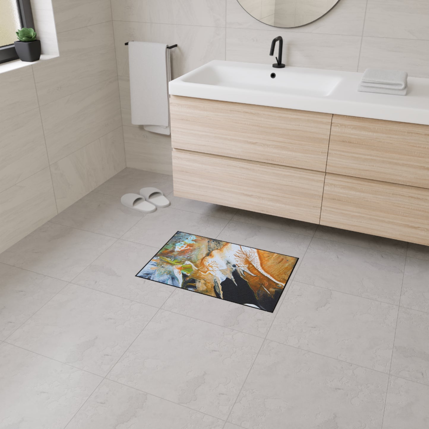 Abstract Amber Splash Heavy Duty Floor Mat