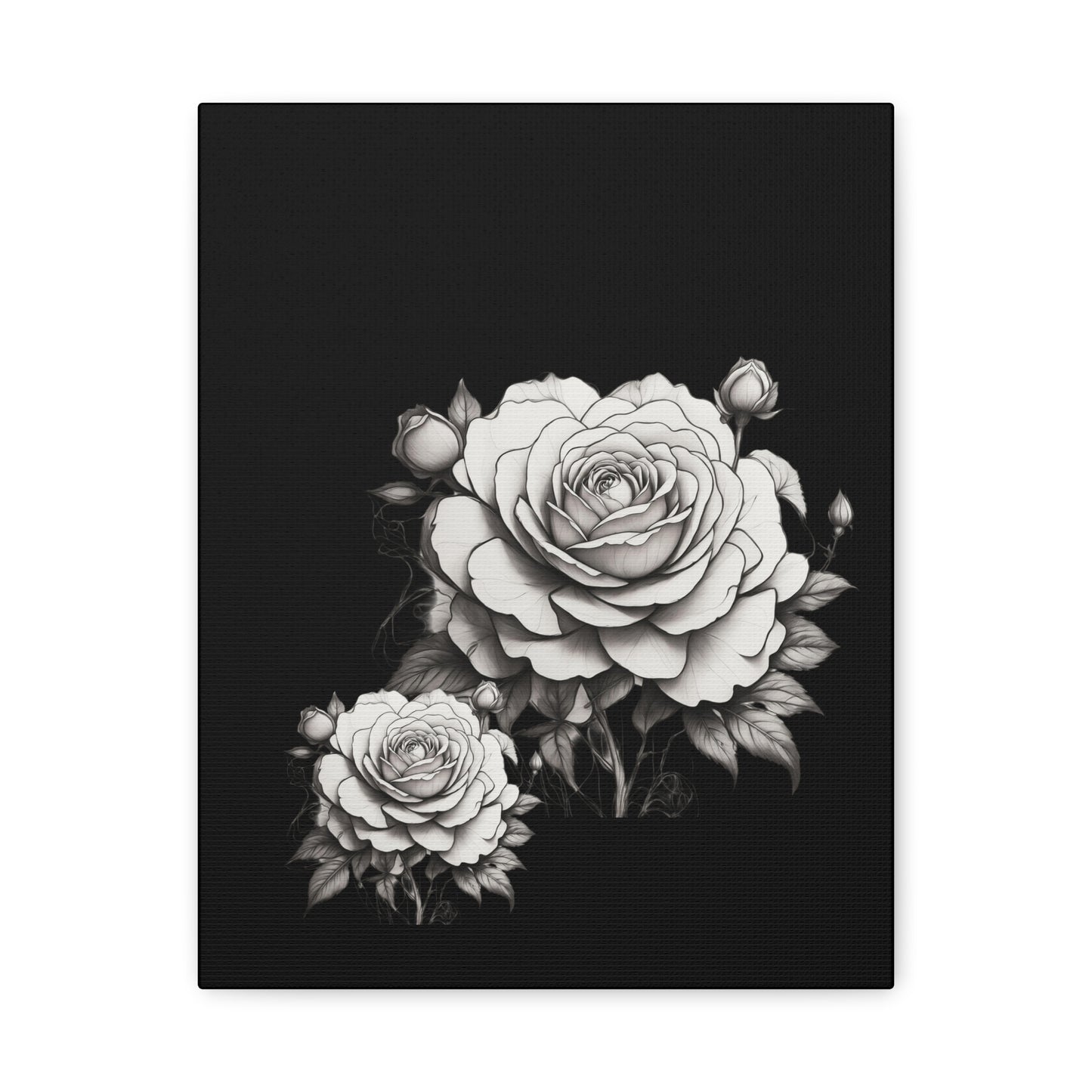 Monochrome Rose Canvas Print — Black & White Floral Wall Art