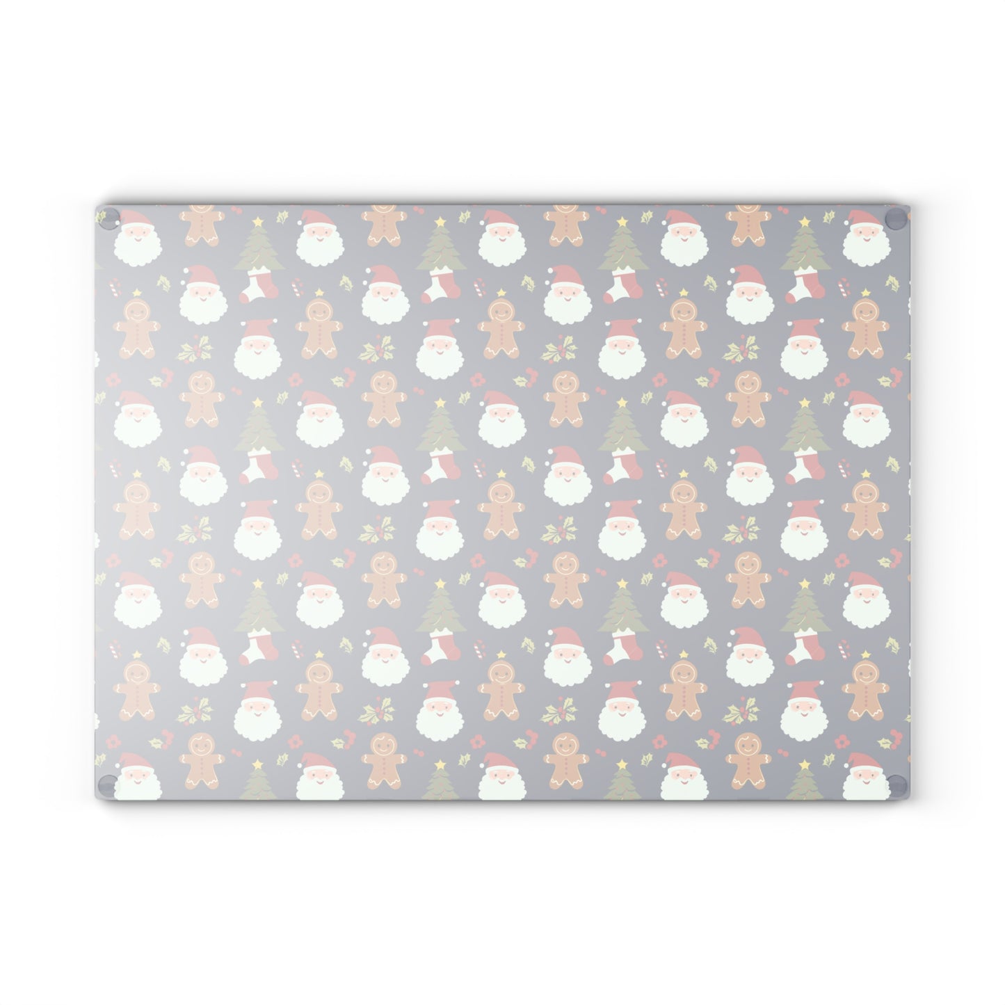 Christmas Santa & Gingerbread Glass Cutting Board – Festive Holiday Kitchen Decor