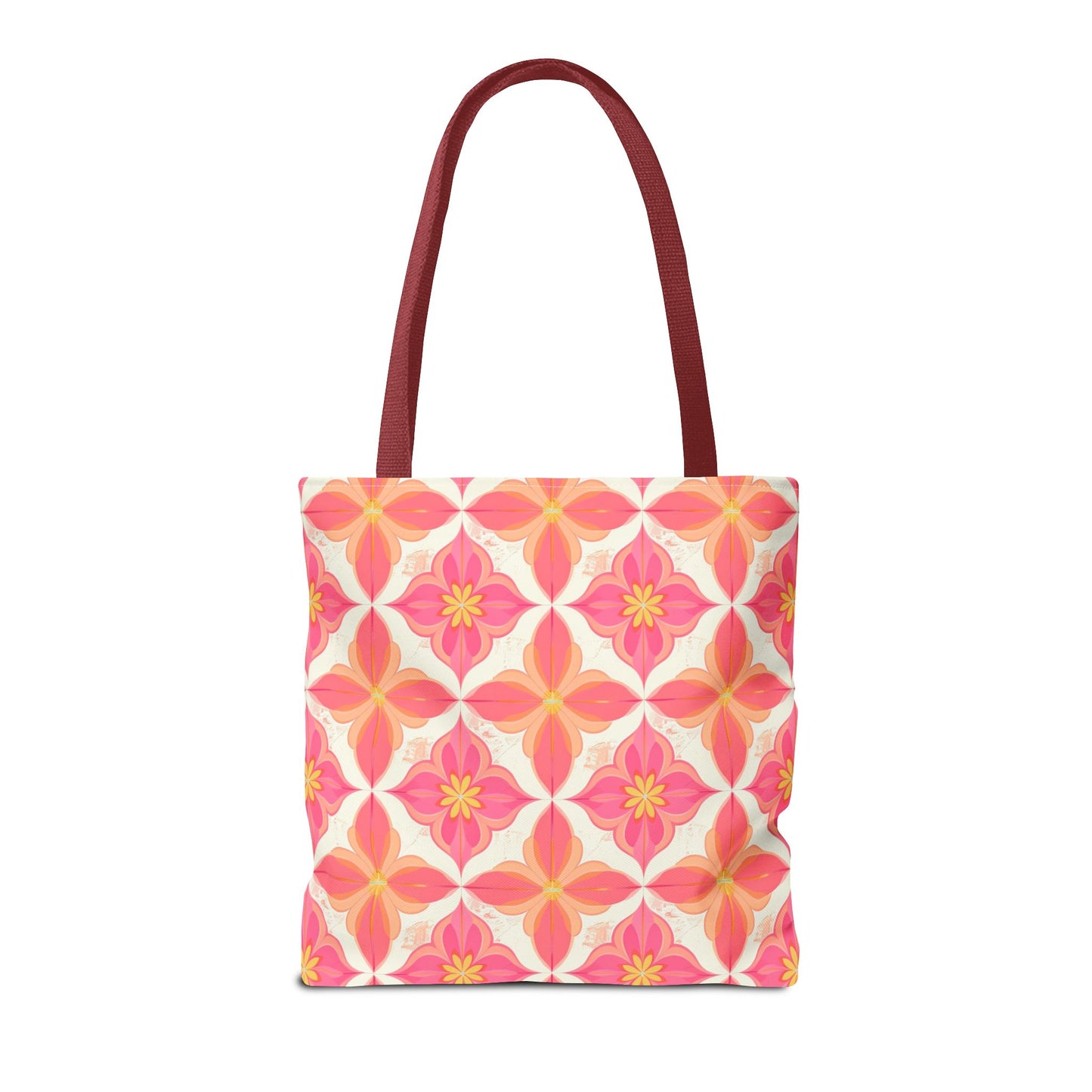 Pink Floral Geometric Tote Bag —  Reusable Shopper