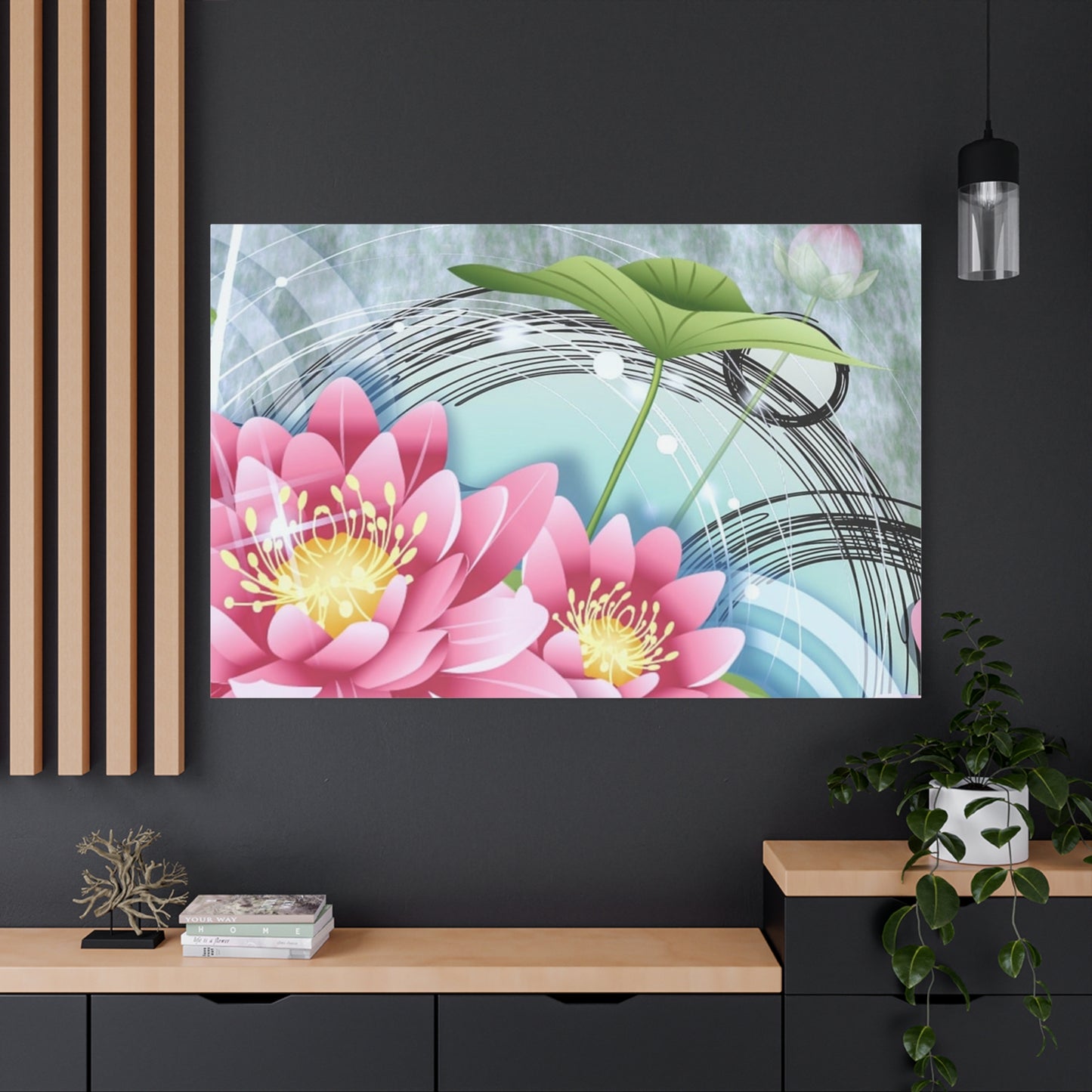 Lotus Blossom Matte Canvas Wall Art — Stretched 1.25" Decorative Print