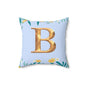 Floral Border Square Pillow — Light Blue Daisy Accent Cushion