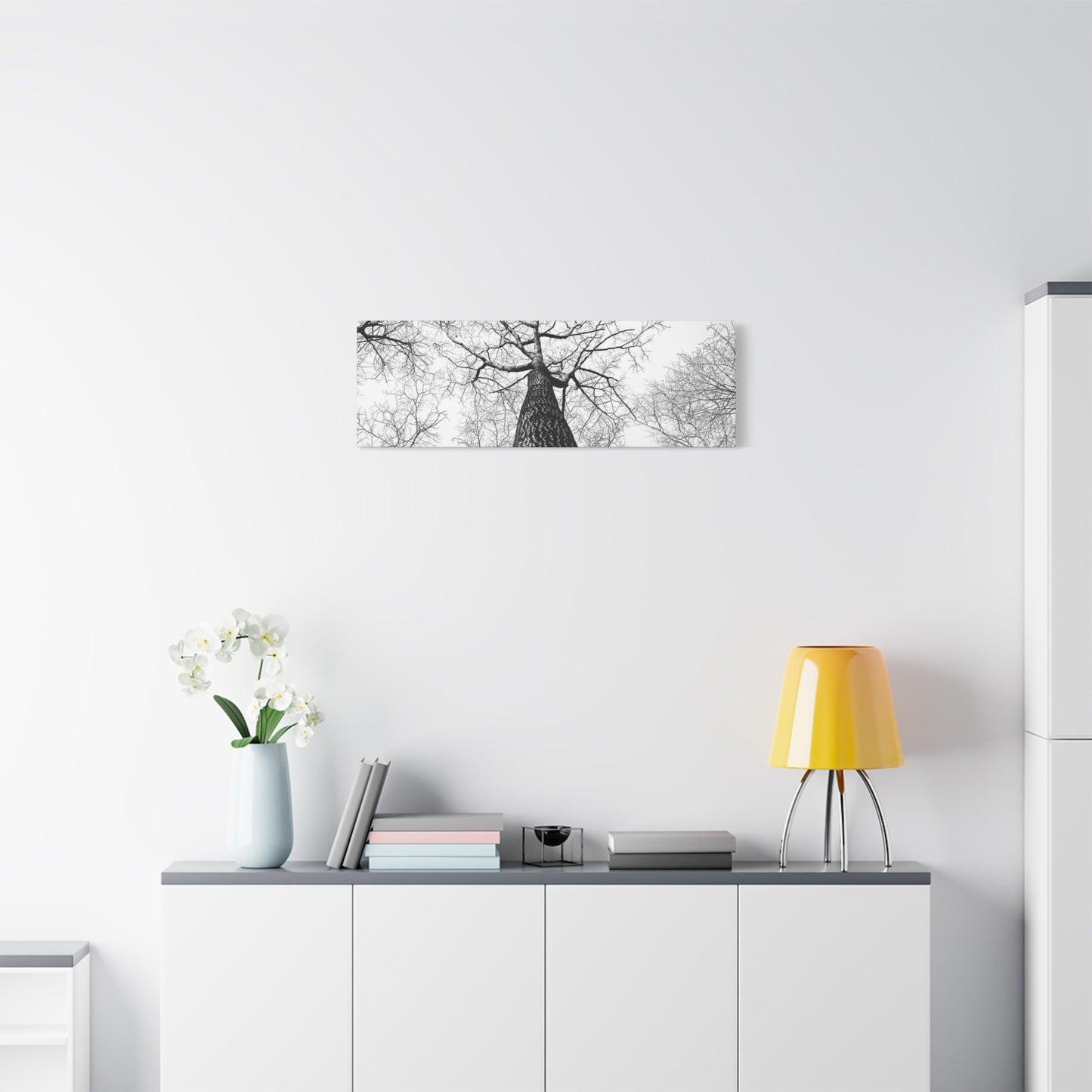 Black & White Tree Canopy Matte Canvas Wall Art — Upward Forest Photography
