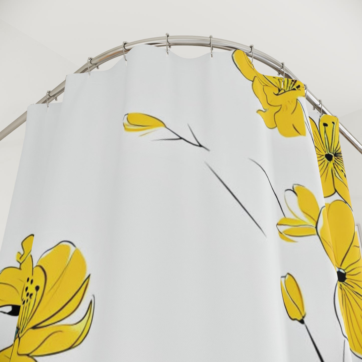 Yellow Blossom Shower Curtain — Cheerful Floral Bathroom Decor