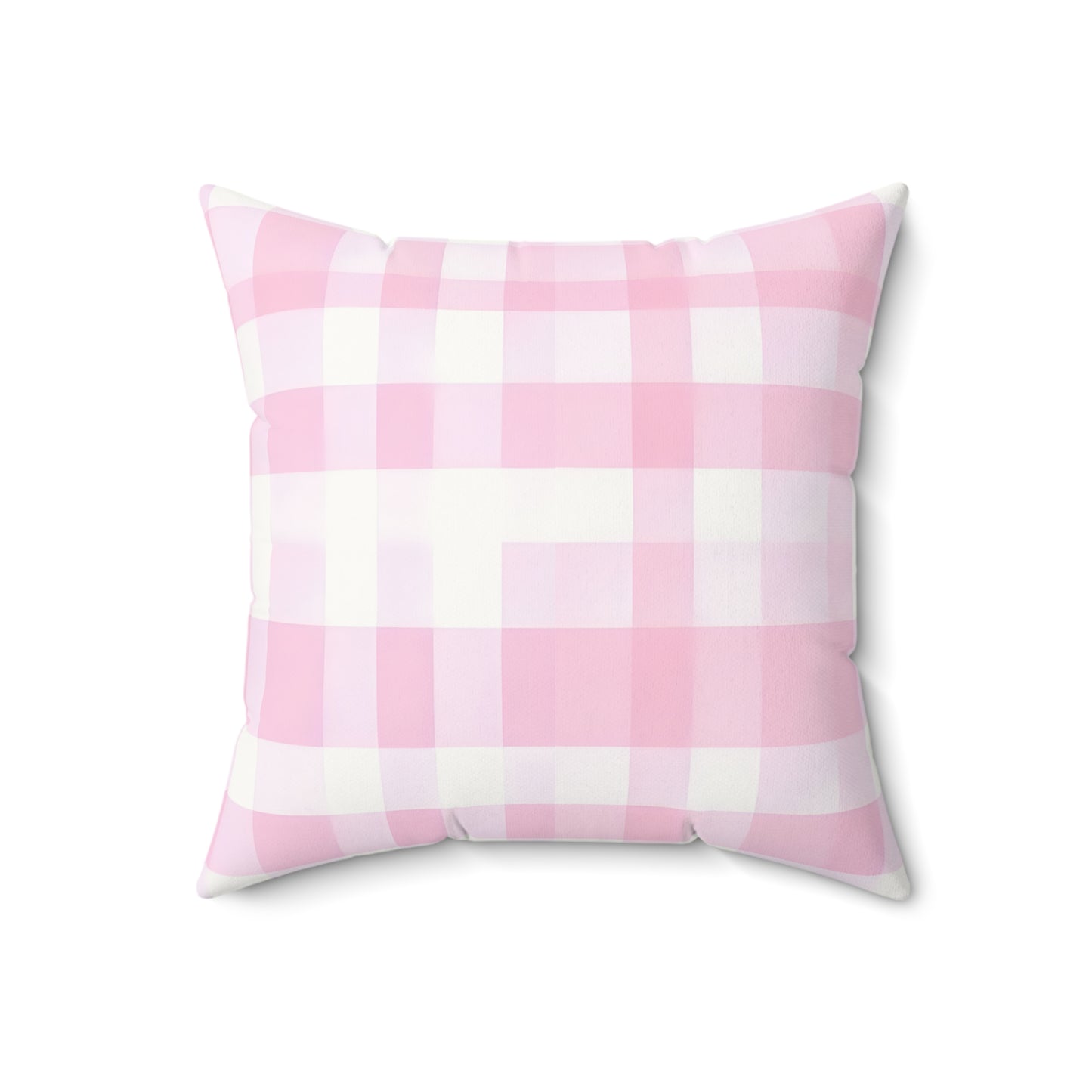 Pink Buffalo Check Pillow — Faux Suede Square Decorative Throw Pillow